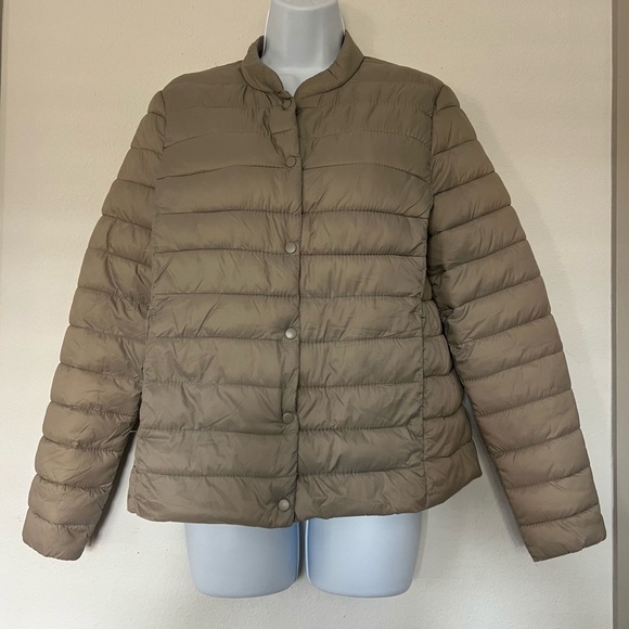 H&M Lightweight Puffer Jacket – Taupe, Size US 10 - Picture 1 of 4